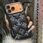 Louis Vuitton Bling Rhinestone Monogram Leather Luxury Phone Case With Diamond Camera Lens Protector - 图片 6