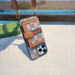 Gucci P60 Original Leather Card Holder Phone Case | 2-in-1 Lanyard Hole for Crossbody Strap - 图片 10