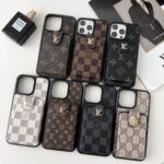 Designer Monogram Card Holder Phone Case with LV & GG Metal Buckle