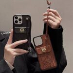 Loewe Flip Card Holder iPhone Case with Short Wrist Strap