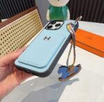 Hermès Style Luxury Leather Card Holder Phone Case | Wrist Strap & Horse Charm - 图片 13