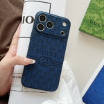 Gucci Embossed GG Monogram Electroplated Frame Premium Leather Luxury Phone Case - 图片 5