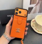 Chanel Style Leather Flip Card Holder Crossbody Phone Case - 图片 12