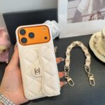 White Chanel Quilted Caviar Leather Card Holder Chain Luxury Phone Case - 图片 5