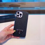 Prada Style Classic Cross Grain Leather Texture Phone Case - 图片 5