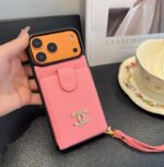Chanel Style Leather Flip Card Holder Crossbody Phone Case - 图片 5