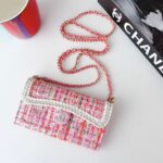 Chanel-Style Tweed Crossbody Phone Case Bag with Chain Strap - 图片 6