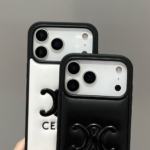 Celine Triomphe 3D Logo Padded Leather Luxury Shockproof Phone Case - 图片 5