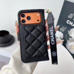 Chanel Style Diamond Quilted Leather Flip Wallet Phone Case with Wrist Strap - 图片 8