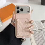 Colorful LV Embossed Monogram Card Holder Crossbody Lanyard Luxury Leather Phone Case - 图片 16
