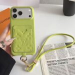 Colorful LV Embossed Monogram Card Holder Crossbody Lanyard Luxury Leather Phone Case - 图片 6