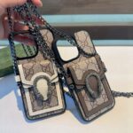 Gucci Dionysus Snake Head Leather Phone Case with Card Slot & Crossbody Strap
