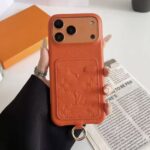 Colorful LV Embossed Monogram Card Holder Crossbody Lanyard Luxury Leather Phone Case - 图片 19