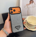 Prada Style Bling Diamond Phone Case with Triangular Logo - 图片 11