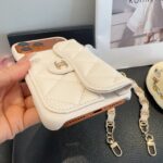 White Chanel Quilted Caviar Leather Card Holder Chain Luxury Phone Case - 图片 6