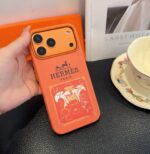 Hermès Classic Horse Carriage Print Luxury Leather Phone Case - 图片 2