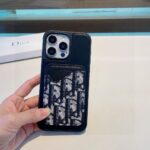 Dior Card Holder Phone Case Lychee Pattern Magnetic Case - 图片 9