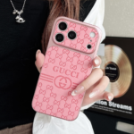 Gucci Embossed GG Monogram Electroplated Frame Premium Leather Luxury Phone Case - 图片 7