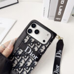 Dior Oblique Monogram Flip Wallet Phone Case With Brand Wrist Strap - 图片 9