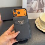 Prada Saffiano Leather Flip Wallet Card Holder Luxury Phone Case - 图片 12