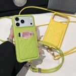 Colorful LV Embossed Monogram Card Holder Crossbody Lanyard Luxury Leather Phone Case - 图片 3