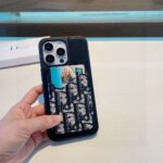 Dior Card Holder Phone Case Lychee Pattern Magnetic Case - 图片 5
