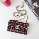 Chanel-Style Tweed Crossbody Phone Case Bag with Chain Strap - 图片 7