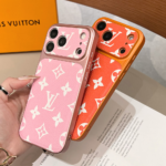 LV & Gucci Classic Monogram Electroplated Frame Luxury Leather Phone Case - 图片 2