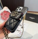 Chanel Style Quilted Leather Phone Case with Crossbody Chain & Card Pocket - 图片 6