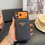 Prada Saffiano Leather Flip Wallet Card Holder Luxury Phone Case - 图片 11