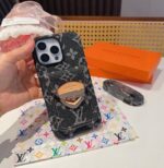 LV Denim Lock Card Holder Phone Case with Crossbody Strap - 图片 3