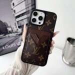 LV & Gucci Carbon Fiber Pattern Phone Case - Premium Material with Leather Finish, V-Shaped Card Holder - 图片 8