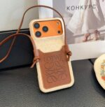 Loewe Style Anagram Embossed Card Holder Crossbody Phone Case - 图片 13