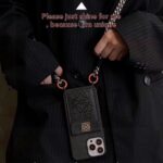 Loewe Style Leather Card Holder Phone Case with Crossbody Woven Strap - 图片 2
