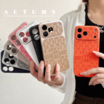 Gucci Embossed GG Monogram Electroplated Frame Premium Leather Luxury Phone Case