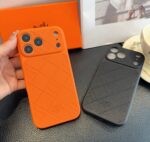 Hermès Style Embossed Leather Texture Full Cover Phone Case - 图片 2