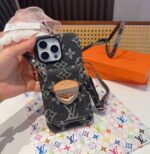 LV Denim Lock Card Holder Phone Case with Crossbody Strap - 图片 6