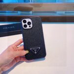Prada Style Classic Cross Grain Leather Texture Phone Case - 图片 6