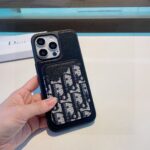 Dior Card Holder Phone Case Lychee Pattern Magnetic Case - 图片 6