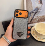 Prada Style Bling Diamond Phone Case with Triangular Logo - 图片 12