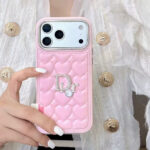 Dior Heart Quilted Leather Rhinestone Logo Luxury Electroplated Frame Phone Case - 图片 4