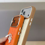 Dior Heart Quilted Leather Rhinestone Logo Luxury Electroplated Frame Phone Case - 图片 3