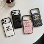 Chanel Classic Quilted Leather 3D Gold Logo Luxury Phone Case
