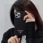 Prada Style Classic Cross Grain Leather Texture Phone Case