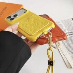 Colorful LV Embossed Monogram Card Holder Crossbody Lanyard Luxury Leather Phone Case - 图片 5