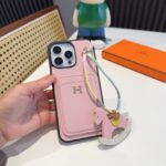 Hermès Style Luxury Leather Card Holder Phone Case | Wrist Strap & Horse Charm - 图片 5