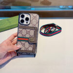 Gucci P60 Original Leather Card Holder Phone Case | 2-in-1 Lanyard Hole for Crossbody Strap - 图片 5