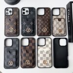 Luxury Designer Monogram Card Holder Phone Case | 2-in-1 Wallet Shockproof Cover