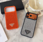 Prada Style Bling Diamond Phone Case with Triangular Logo - 图片 2