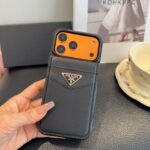 Prada Saffiano Leather Flip Wallet Card Holder Luxury Phone Case - 图片 14